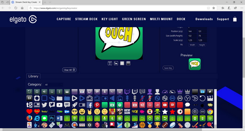 Elgato Stream Deck XL - kreator ikon na stronie Elgato