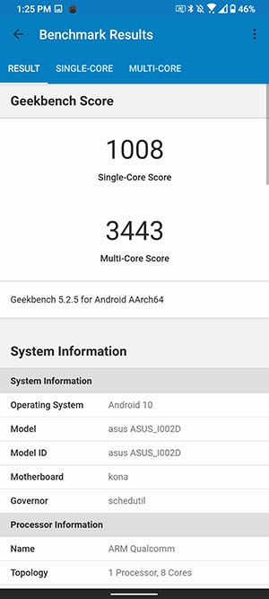 Asus ZenFone 7 Pro - Geekbench 5